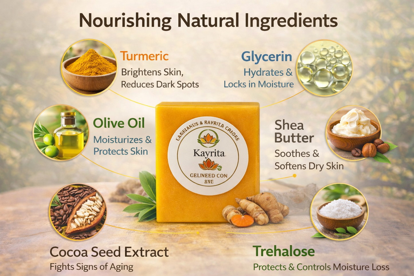 Kayrita Turmeric Soap – Brighten & Even Skin Tone Naturally, 100g