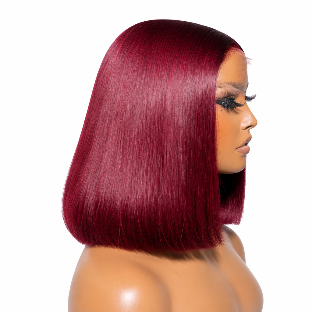 Luxury Burgundy Straight Bob Wig – HD Lace Front Human Hair | Kayrita Beauty