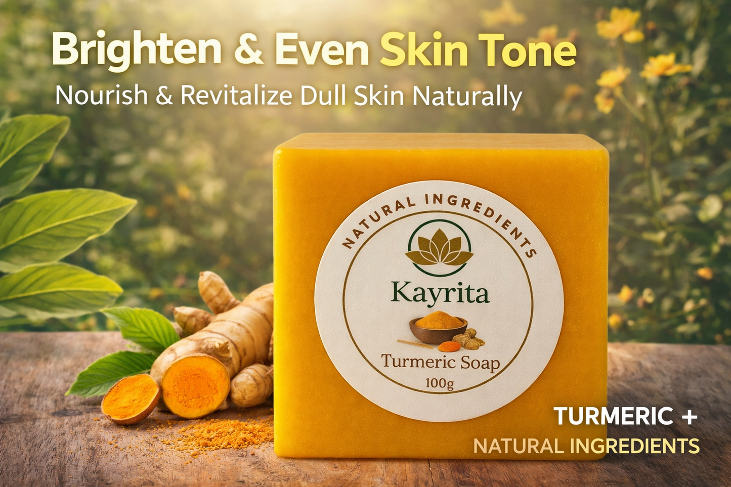 Kayrita Turmeric Soap – Brighten & Even Skin Tone Naturally, 100g