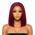 Luxury Burgundy Straight Bob Wig – HD Lace 