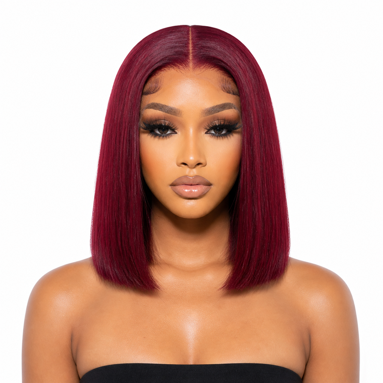 Luxury Burgundy Straight Bob Wig – HD Lace 