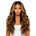 180% Luxury Honey Blonde Highlight Body Wave Lace Front Wig – HD Transparent Lace, Glueless Human Hair Wig