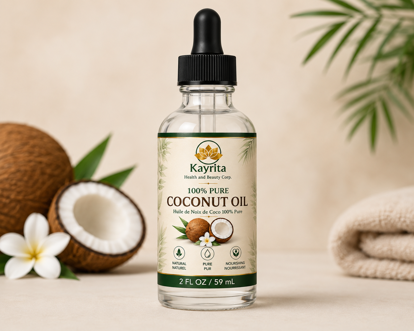 100% Pure Coconut Oil 2 oz | Hair, Skin & Scalp Oil | Kayrita