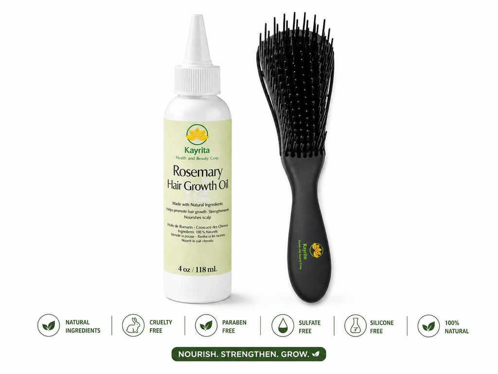 Hair Growth & Detangling Bundle – Rosemary Oil + Detangling Brush (Kayrita)